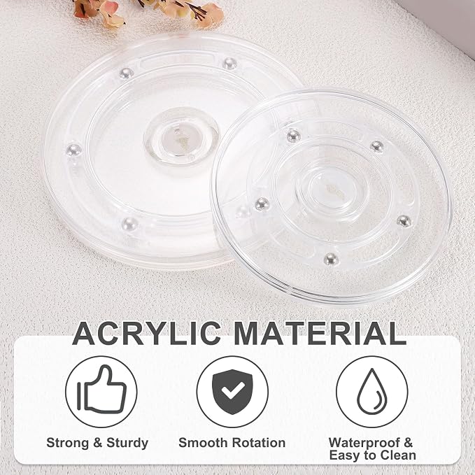 uxcell Acrylic Lazy Susan Turntable, 5.5 Inch Clear Turntable Organizer Ball Bearing 360 Degree Rotating Tray for Spice Rack Table Cake Kitchen Pantry Decorating Bathrooms