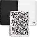 Steel Mill & Co Cute Mini Spiral Notebook, Small 8.25" x 6.25" Journal with Durable Hardcover and 160 Lined Pages for Journaling/Work/School, Hand Drawn Black Floral