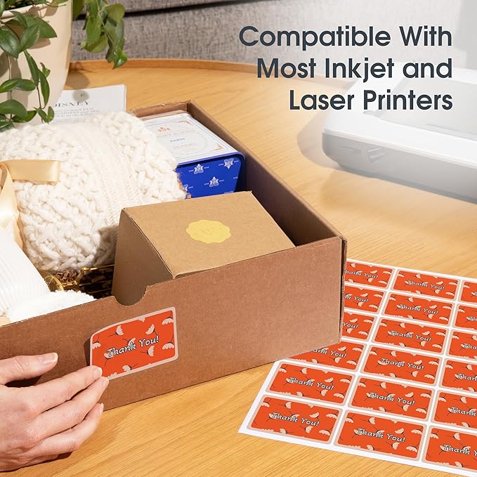 3 7/16" X 2/3" Matte White Printable Labels (30 Sheets, 900 Stickers) File Folder, Address, Mailing Labels for Laser & Inkjet Printers - Spartan Industrial Template R012