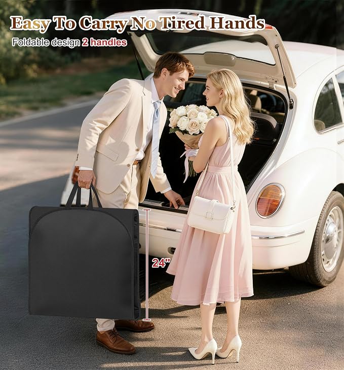 MISSLO 72" Wedding Dress Garment Bag for Travel with 4 Large Pockets Dress Bags for Gowns Long Heavy Duty Dresses Protector Bag for Closet Storage Clothing Covers for Hanging Clothes, Black