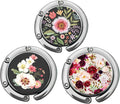 Bosketo Foldable Purse Hook Womens Bag Table Hanger Collection Desk Hooks for Purse (3 Pack Amazing Flower Hook)