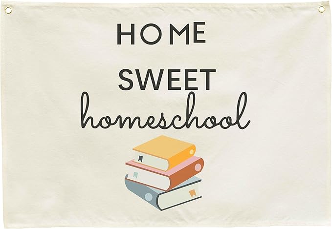 Classroom Wall Banner Decor-Teacher Gift-Inspirational Back to School Wall Art Flag Decor-Home Sweet Homeschool-Hanging Canvas Banner for Classroom Reading Corner Homeschool Teacher Office