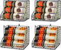 JKsmart 4 Pack Stackable Can Organizer for Pantry with Adjustable Dividers, Soda Can Organizer, Can Storage Dispenser Holds up to 56 Cans, Metal Wire Baskets Can Holder for Kitchen Cabinet Pantry