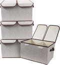 Foldable Fabric Storage Box, 16.5 x 11.8 x 9.8 inches (L x W x H), with Double-Lid & Dividers, Large Organizer for Home, Closet, Office(Grey, 4 Packs)