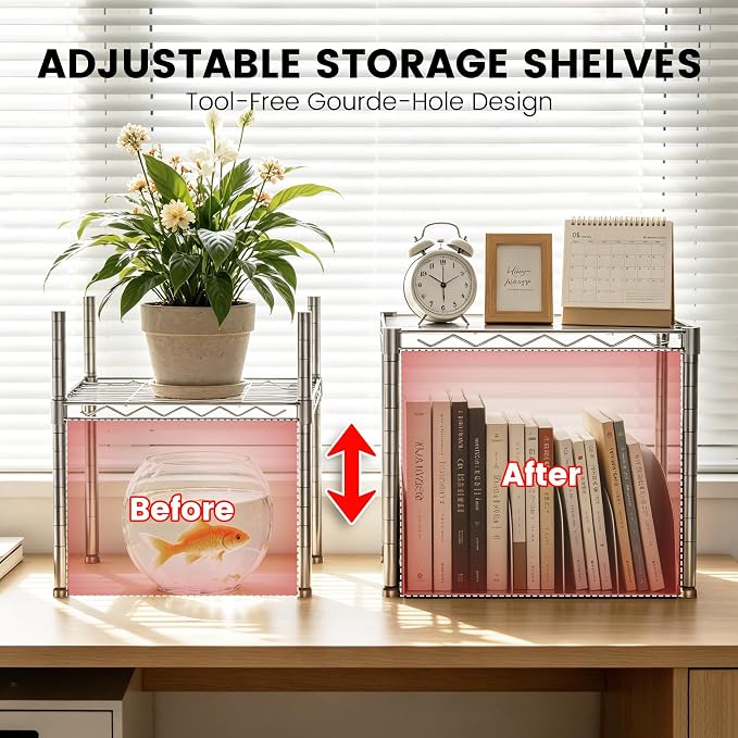 Xcity Storage Shelves, 1 Tier Heavy Duty Metal Shelving Unit, 350 LBS Adjustable Steel Wire Shelf for Commercial, Pantry, Kitchen, Garage, 14" D x 14" W x 15" H, Chrome