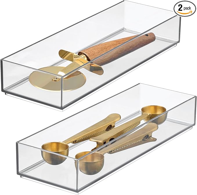 iDesign Drawer Organization, Large, Set of 2 | Kitchen and Bathroom, Silverware, Spatulas, Gadgets