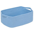 CubesLand Cute and Durable Small Cotton Rope Basket for Organizing | Woven Closet Storage Bin,Shelves Closet Storage Basket, Bathroom Storage Organizer Bin, Nursery Toy Basket Bin, Blue Basket