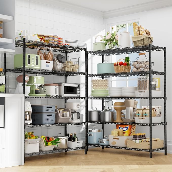ROOMTEC 5-Tier Wire Shelving Unit,45" W*20" D*72" H,Max Load 2000LBS | Heavy Duty Garage Shelving, Adjustable Storage Shelves, Metal Shelf Rack for Kitchen, Laundry, Pantry, Warehouse, Basement