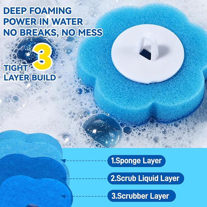 120 Count Disposable Toilet Brush Refills Pads for Most Toilet Wands | Prefilled Cleaning Deep-Scrubbing Toilet Pads, 3-Layer Sponge, For Bathroom Cleaning, Sinks, Tubs & Floor Drains