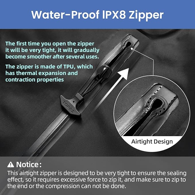 BAGAIL TPU Vacuum Bag for Travel, Reusable Compression Bag with IPX8 Waterproof Zipper, Save Space for Suitcase, Backpack and Carry on (Jet Black, Large, With Pump)