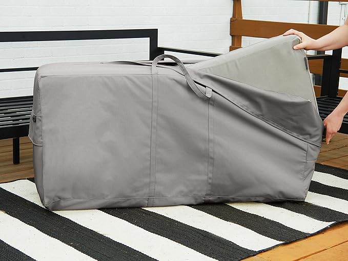 Covermates Ultima Cushion Storage Bag – 600D Ripstop Polyester, Waterproof Zipper, Heavy Duty Patio Cushion Storage with Handles & Vent, 48Wx 16D x 22H, Ripstop Grey