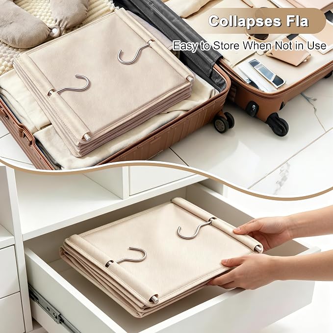 Foldable Hanging Closet Organizer, 4-Shelf Hanging Shelves with Side Pockets, Space Saving Storage for Clothes and Accessories