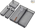 Neudeco Silverware Drawer Organizer,Utensil Organizer for Kitchen Drawer Organizer for Large Utensils with Interlocking Arm, Silverware Storage Cutlery Tray for Knives Fork Spoon (Pack 5, Black)