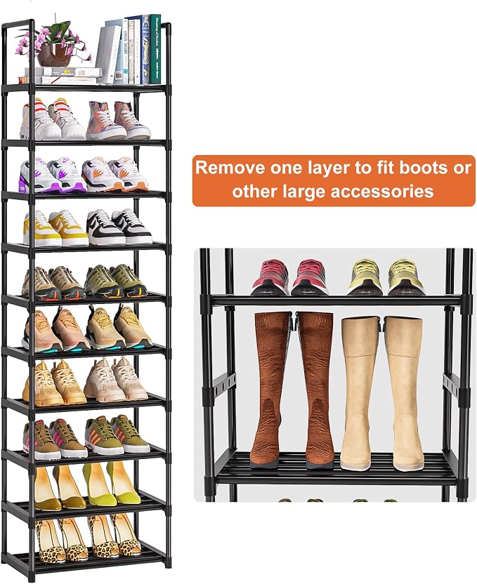 OYREL Sturdy Metal Organizer for Narrow Closets, Shoe Shelf Stand