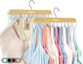 Gomyrod Bra Hanger for Closet, Tank Top Hangers 2 Pack w/20 Hooks Holds 40 Bras, Capacity Foldable Wood Space Saving Hanger, 360°Rotating Closet Organizers and Storage for Dorm & Apartment | Premium Wood Space Saving Hanger, 360°Rotating Closet Organiz...