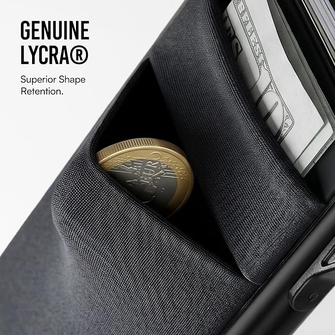 Pop Up Wallet For Men, Bauhaus Minimalist Aluminum RFID Blocking Card Holder, Vegan Leather EDC Wallet With ID Window, Elastic Cash Pocket For Daily Travel Business