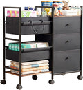 2-in-1 Baby Diaper Caddy Organizer and Storage-3 Tier Rolling Baby Cart with Dividers and Drawers, Baby Essentials for Nursery Storage, Mobile Utility Cart with Wheels Large Capacity Easy To Assemble