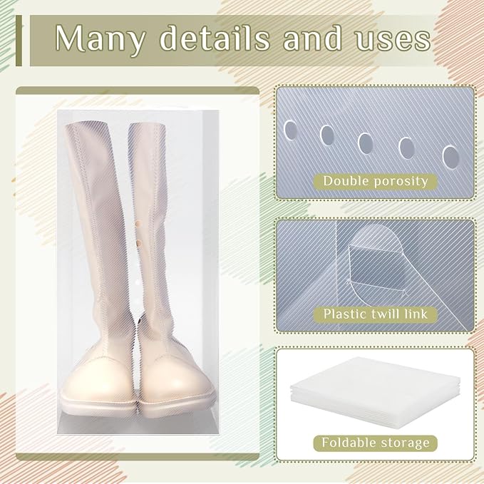 Sintuff 20 Pcs Clear Shoe Boxes Plastic Stackable Clear Shoe Storage Boxes for Women Men Ankle Boots High Heels Rooms Closet(13.8 x 9.8 x 7.1 Inches)