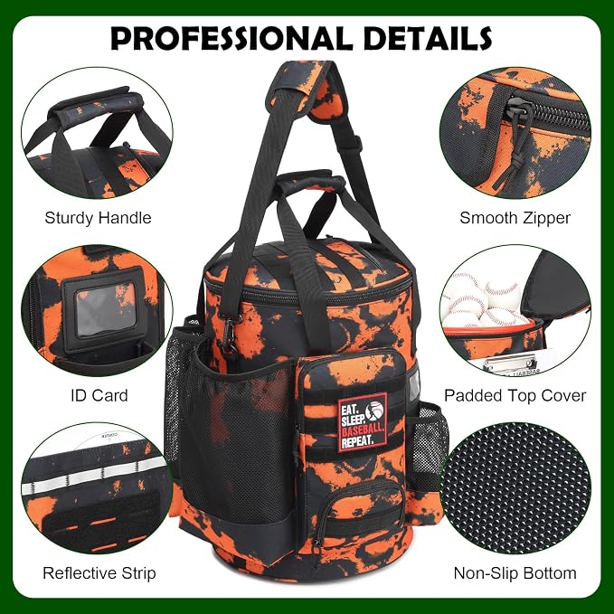 Baseball Bucket Bag, Softball Coaches Bags Fit 6 Gallon Buket | Baseball Coaching Accessories Organizer with Anti-Slip Bottom & Multiple Pockets for Bat, Gloves, Scoreboards