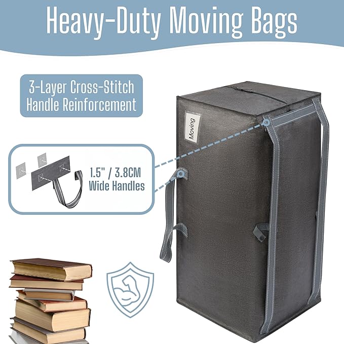 VENO 8 Pack Heavy Duty Moving Bags with Backpack Straps, Zippers & Handles, Extra Large Packing Bags for College Dorm Essentials, Moving Supplies Alternative to Cardboard Moving Boxes