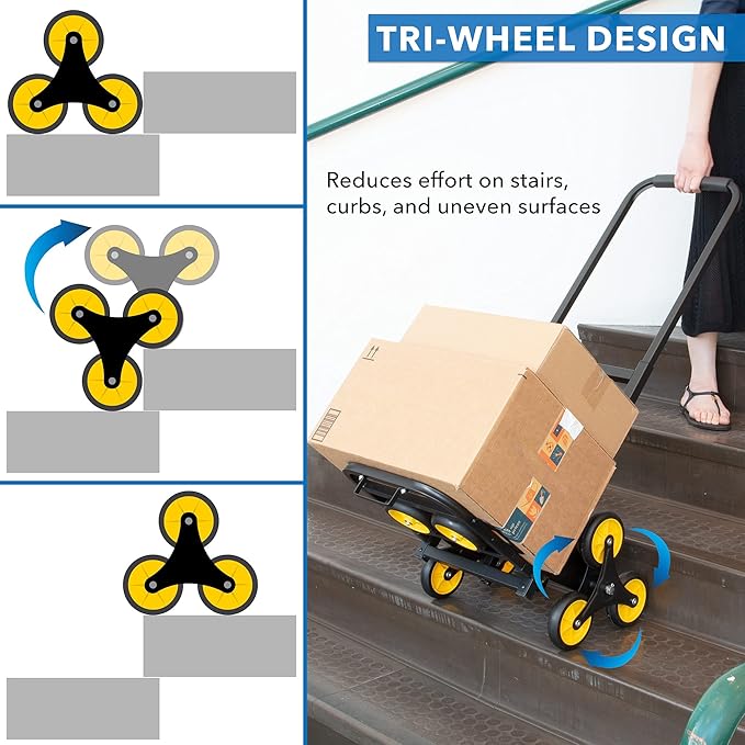 Mount-It! Folding Hand Truck and Dolly, Heavy-Duty Luggage Trolley Cart with Telescoping Handle and Rubber Wheels, Silver, Black, Yellow, (130 Lb Capacity)