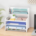 Bamboo Desk Organizer Mail Holder Countertop Letter Tray File Organizer for Desk Letter Sorter Paper File Storage for School Home Office Supplies
