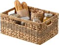 StorageWorks Large Rectangular Wicker Basket, Water Hyacinth and Seagrass Storage Basket with Built-in Handles, 1 Pack