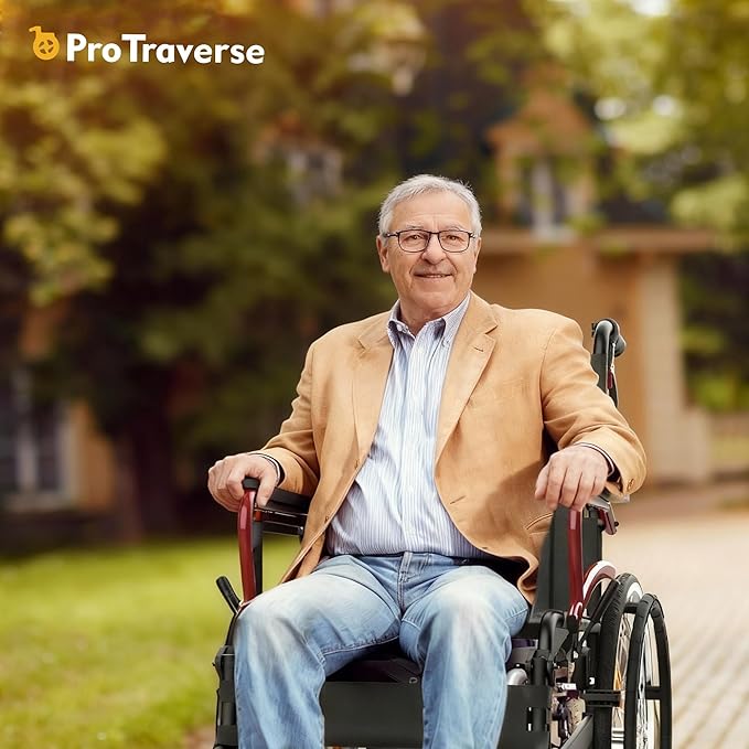 Wheelchairs for Adults,self-propelled Transport Chair,Foldable and Portable Travel Wheelchair with Swing-Away Footrests,Lightweight Transfer Wheelchairs for Adults adnd Seniors（Red）
