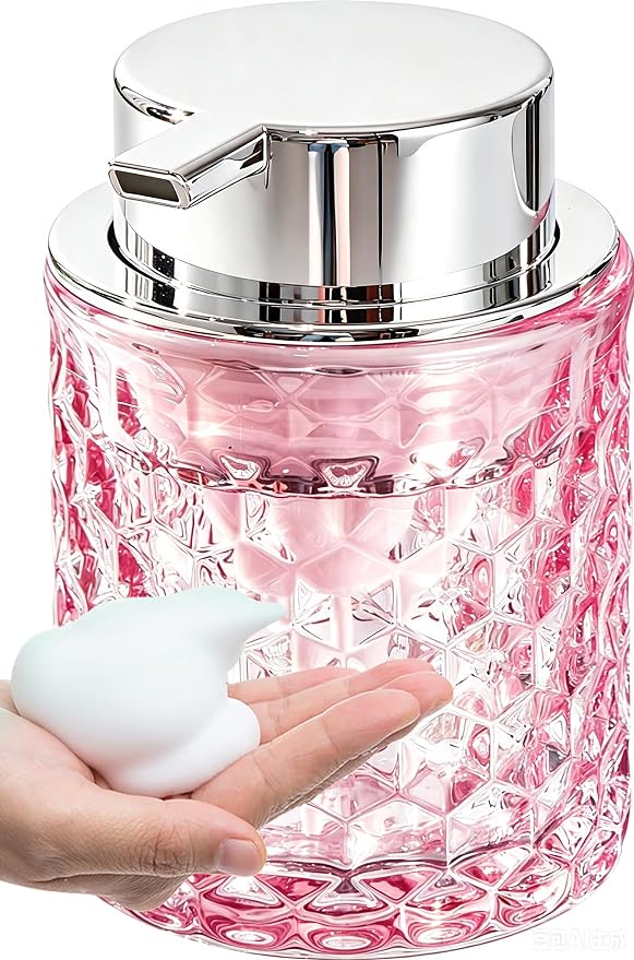 Malachi Foaming Hand Soap Dispenser, Refillable Clear Glass Foam Pump Bottle for Hand Soap, Dish Soap, Body Wash, Shampoo, Facial Cleanser & Baby Wash, Multi‑use for Bathroom, Kitchen & Commercial Use