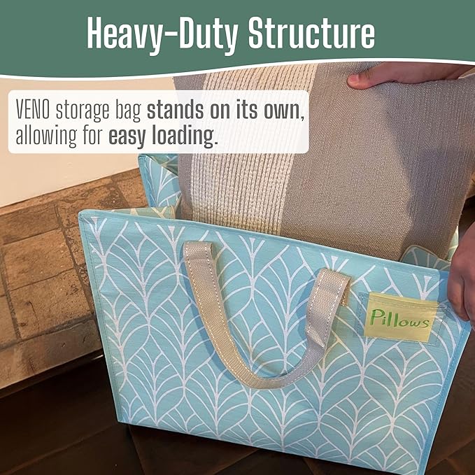 VENO 4 Pack Heavy Duty Moving Bags, Storage Bags, Packing Supplies, Top Zipper, Storage Totes for Camping, Clothes, Bedding, Comforters, Pillows (13 Gallon,Evergreen, 4 Pack)