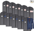 Univivi Suit Bags for Closet Storage and Travel, 40 Inch, 10 Pack, Black | Non-woven fabric, Breathable Suit Cover, Dustproof Hanging Storage Bag, Clear Window and ID Card Holder for Closet Storage