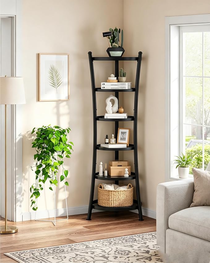 CHOEZON 6-Tier Freestanding Pot Rack, 100 Lbs Capacity Cookware Storage Stand, Sturdy Pan Holder Tower with anti-tip feet, Large Storage Rack with Metal Frame, for Kitchen Dining Room, Black TPR25BB