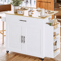 IRONCK Kitchen Island with Storage, Charging Station and Drop Leaf, White | Wheels, Drawers, Open Shelves, Drawer Storage, Everyday Home Use