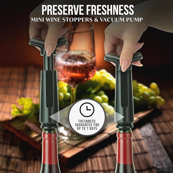Cork & Vine ‘The Barkeeper’ 9-Piece Beer and Wine Set | Bar Accessories for The Home Bar Set | Battery Operated Cordless Beer & Wine Bottle Opener, Deluxe Wine Bottle Stopper | Preserve Opened Wine