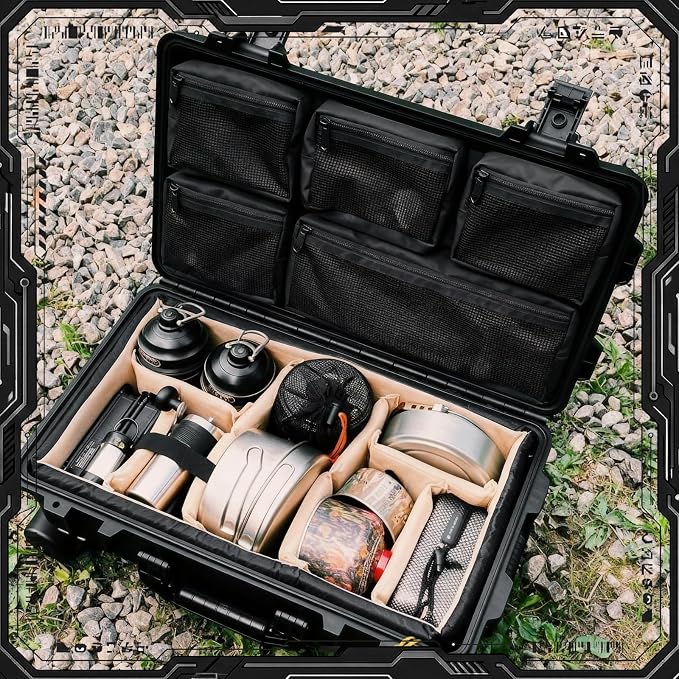 Thinkday Mesh Lid Organizer Include 5 Nylon Removable Pockets 1 Hook and Loop Strap and 6 Screws Fits Camera Case, Diving Dry Boxes, Hard Cases & Toolboxes