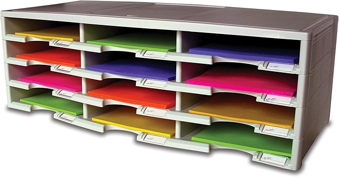 Storex 12-Compartment Literature Organizer/Document Sorter, Grey (61601U01C)