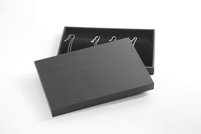 Stratalife 30 Grid Jewelry Organizer Tray, Stackable Drawer Earring Organizer with Adjustable Dividers, Jewelry Display Tray for Necklace Earring Ring Bracelet, 13.8" x 9.4" x 1.2", Black