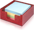 Acrylic Sticky Note Holder 4x4in Tray for Desk, Red Glitter | Sparkling glitter acrylic tray, fits 3x3 sticky notes, compact organizer for office school and home