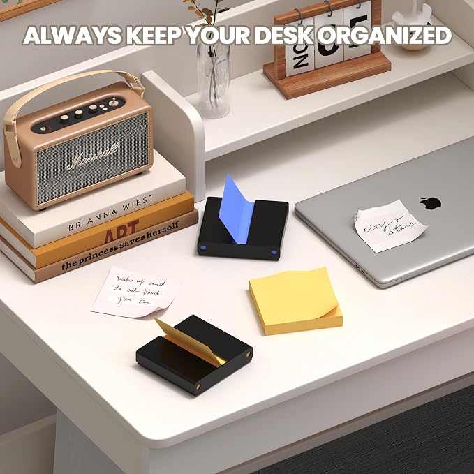 4 Pcs Sticky Note Dispenser, Magnetic Sticky Note Holder for Post It Notes, 3 x 3 Inch Sticky Note Organizer for Office Home Classroom, Black
