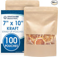 Spartan Industrial - 7" X 10" Kraft Stand-Up Pouch Bags - Pack of 100 Large Smell-Proof Bags for Bulk Food Packaging, Homemade Treats, Bath Products, and More