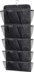 MISSLO 30 Large Pockets Dual Sided Hanging Shoe Rack for Closet Organizer with Rotating Hanger Hanging Shoe Shelves, Black