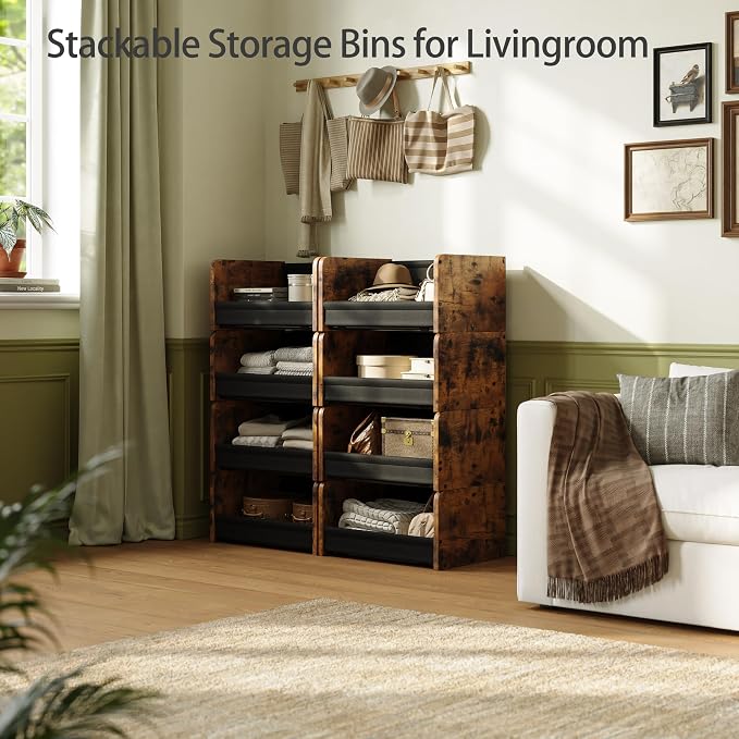 FOUCSSOMEI 2-Tier Stackable Closet Organizer and Storage Stackable Shelves – Heavy-Duty Darwers Wood & Metal, Easy Assembly, Space-Saving Vertical Storage for Bedroom, Closet, Patent Design