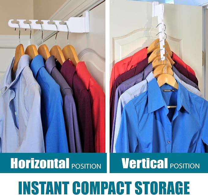 Wonder Hanger 2-Pack Over-the-Door Cascading Hanger Hooks, White | Create extra hanging space over any door with 2 cascading organizer hooks—ideal for clothes, closets, bedrooms and dorms.