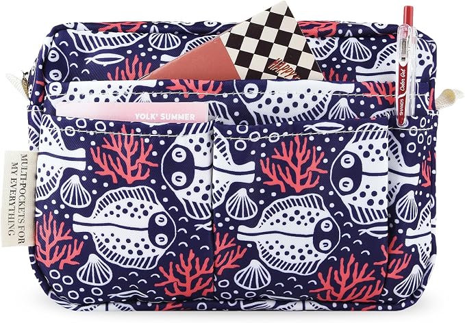 Multiple Pockets Portfolio Organizer with Zippered,Storage Pencil Pouch Bag | Waterproof Travel Toiletry Bag,Portable Pencil Pouch for Notebooks,Stationeries,Make-up,Journal Office Art Supplies,Turbot