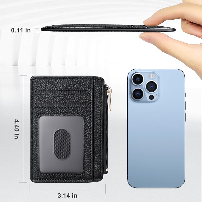 Tipmile Womens Credit Card Holder Wallet, Small Slim RFID Blocking Sleeve | Mini Tiny Cute ID Case, Minimalist Zipper Pocket Wallet, Thin Coin Purse, Mothers Gift