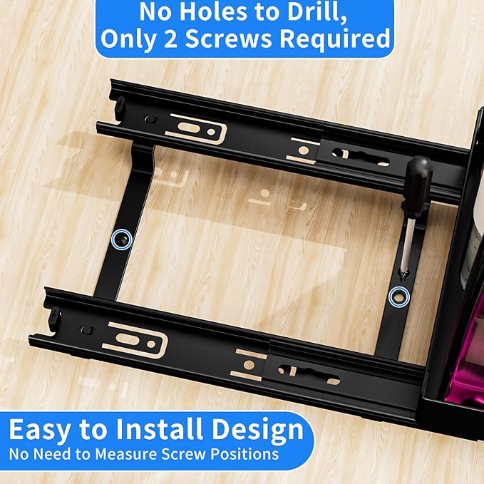 BOIVSHI Pull Out Spice Rack Organizer for Cabinet, Heavy Duty - Sliding Spice Rack, Vertical Spice Rack for Kitchen, Cabinet, Cupboard, Pantry (6.3''Wx10.5''Dx2.8''H, Metal Black)