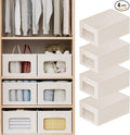 Linen Closet Organizers and Storage 4 Packs-Fabric Storage Bins with Clear Windows,Closet Baskets for Organizing Clothes, Pants, Towels