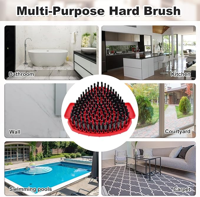 Mop Scrub Brush Head for O-Cedar EasyWring, Scrubber Mop Attachment 2-Pack | Upgraded full bristles, no hollow center. Fits 1-Tank spin mop system. Fits O-cedar mop replace head scrubber grout brush