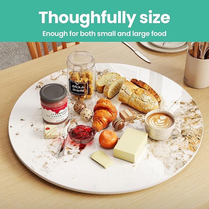 ZL ZELing 23.6" Lazy Susan Turntable – 360° Sinteredstone Silent Anti-Slip Turntable, Table Top Centerpiece for Kitchen, Pantry, Spice Rack, Refrigerator & Dining Table, Brown