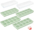 Ice Cube Tray with Lid (4-Pack), 2 Tbsp Large Silicone Freezer Molds, Perfect for Coffee Whiskey Cocktail Ice Making, Stackable Freezer Containers for Storing Sauce, Garlic, Herbs, Ginger